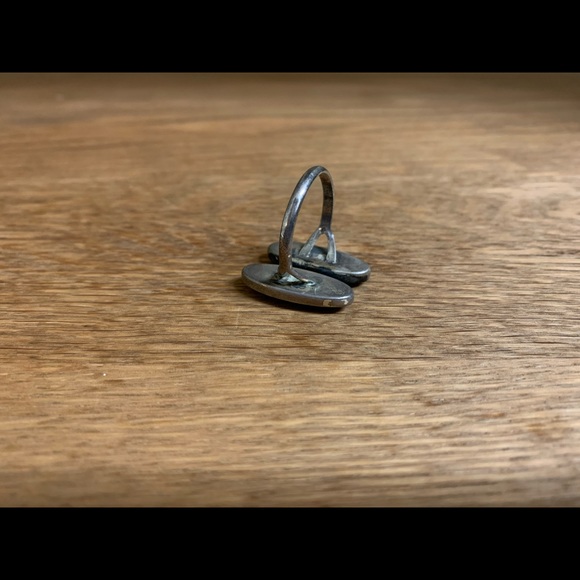 Sterling silver, malachite, obsidian ring - Picture 5 of 11